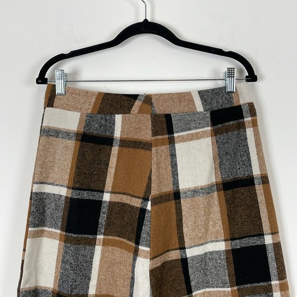 Womens L High Waist A Line Plaid Skirt Set Long Sleeve Button Down 2 Pocket Top - Picture 7 of 12